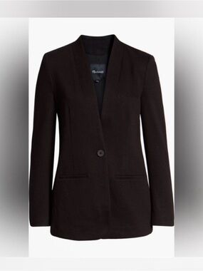 Madewell Black V-Neck Single-Button Blazer